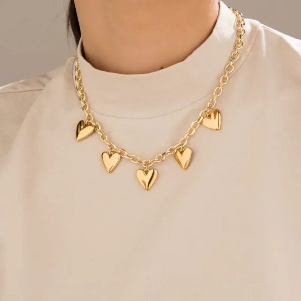 Collar Corazones Chunky + Aretes