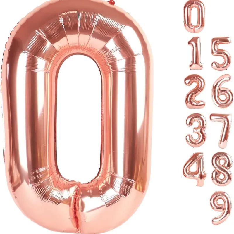 Globo foil número 0 rosa oro