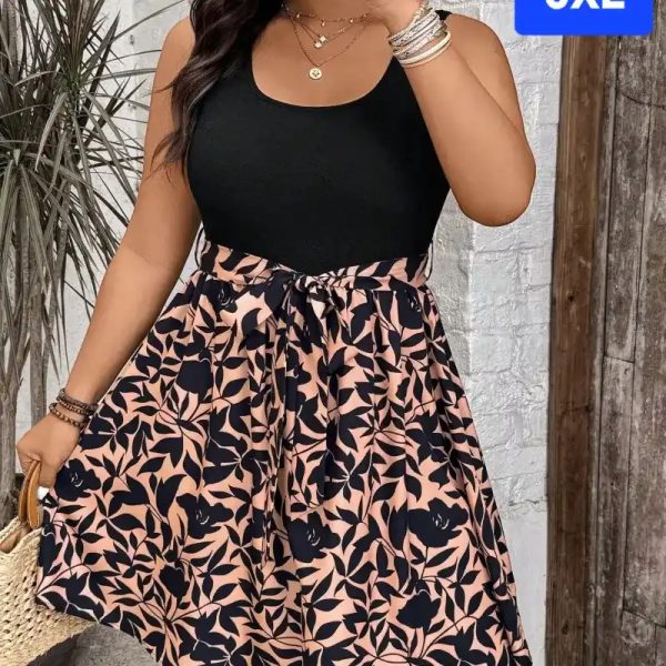 Vestido Negro y flores salmón