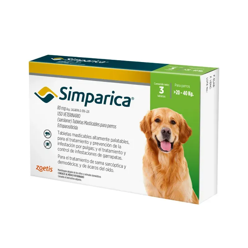 SIMPÁRICA 80 MG (20-40 KG) SAROLANER