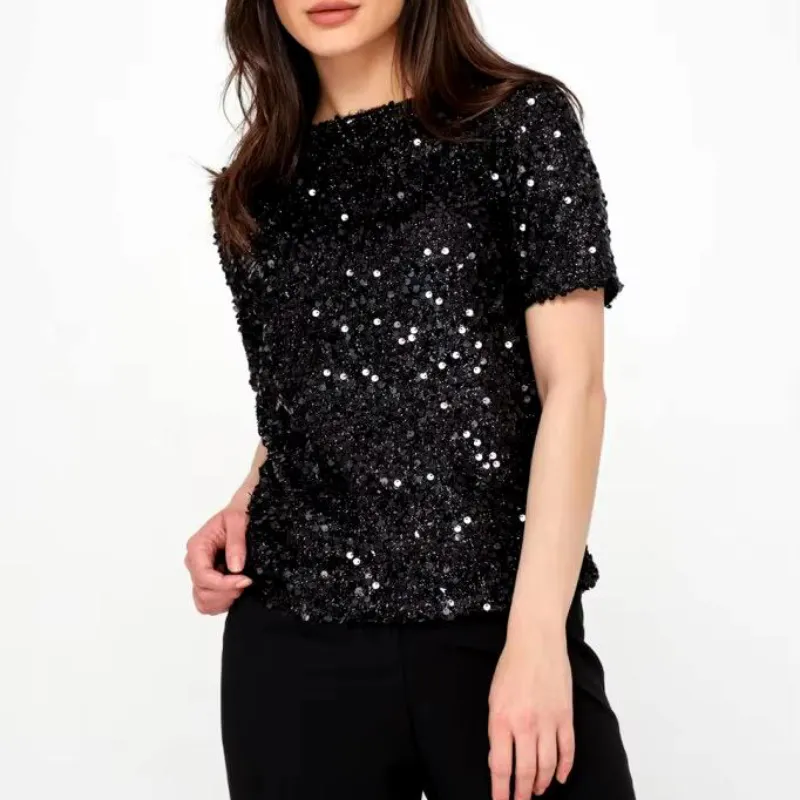 Blusa de lentejuelas color negro