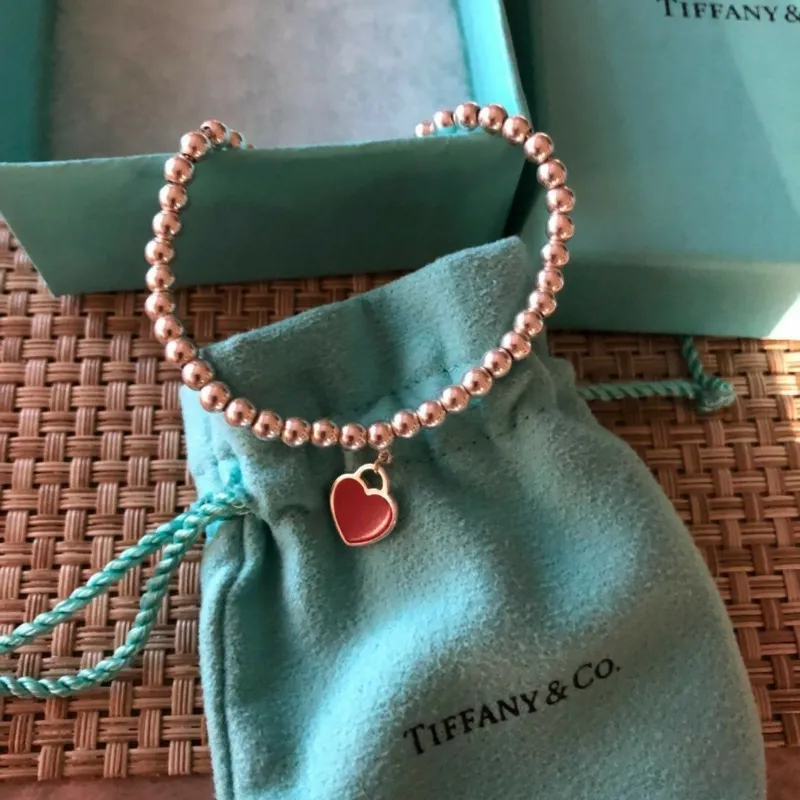 Pulsera Tiffany de Corazón Rojo