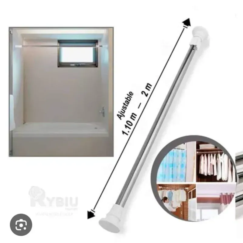 Cortinero metálico para baño expansible de 1.10 (blancos) hasta 2m