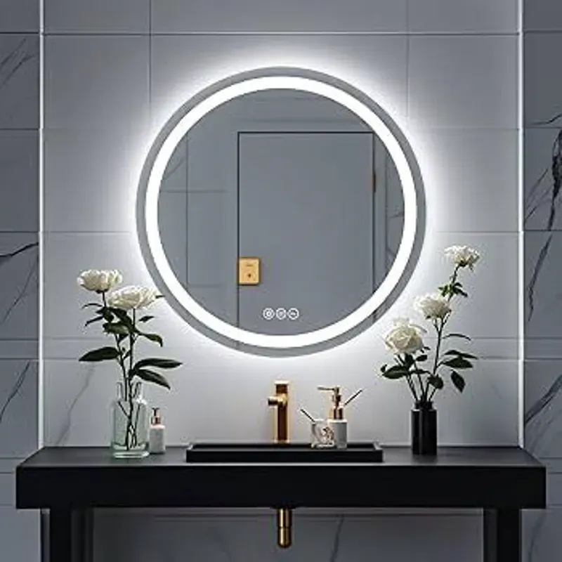 Espejo redondo con luz led