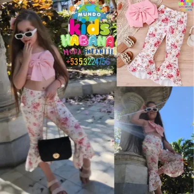 Conjunto  de pantaloneta Selena estampada + top  Rosa