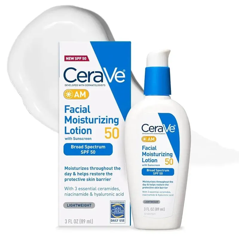 Loción hidratante Facial CeraVe de día con protección solar spf 50 - 3 oz