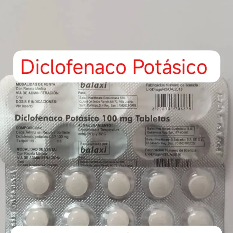 Diclofenaco Potásico de 100 mg de 10 tabletas