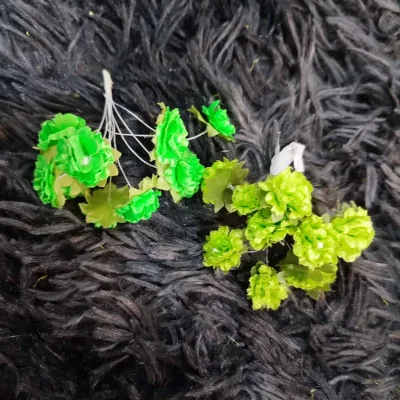 Ramo flor verde de tela de 2cm 10 unidades
