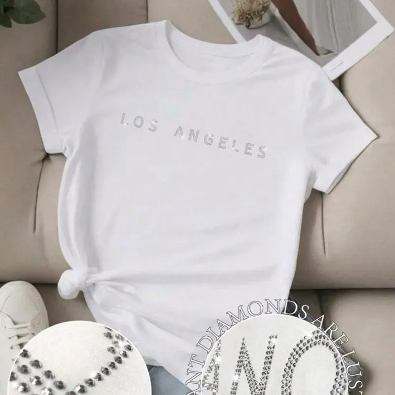 Camiseta con diseño de pedrería — Blanco