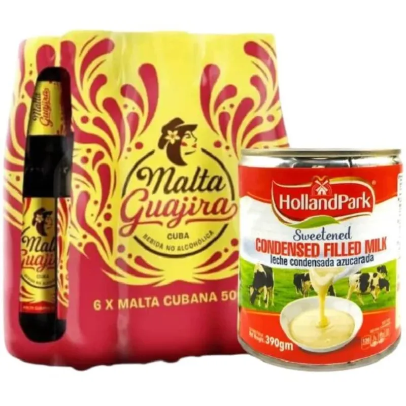 Malta guajira y leche condensada