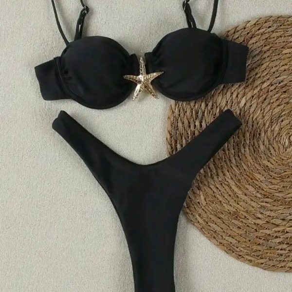  Bikini con estrella dorada — Negro