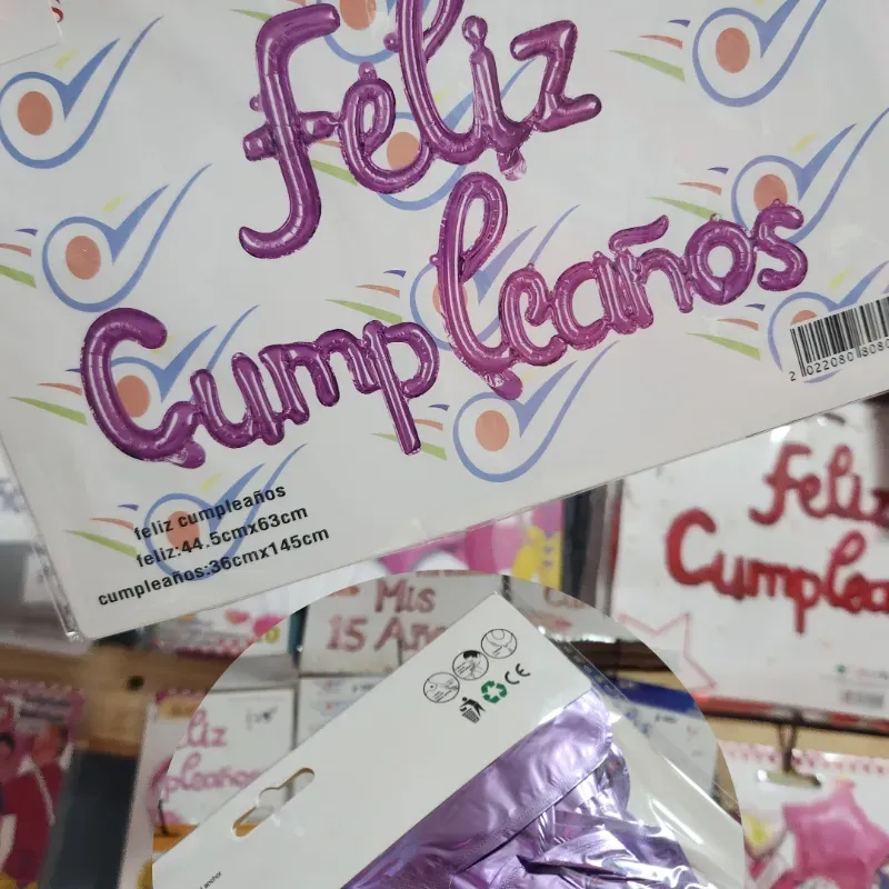 Cartel inflable de Feliz Cumpleaños Morado