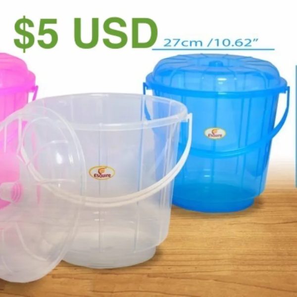 Cubo con tapa de PVC $5 USD