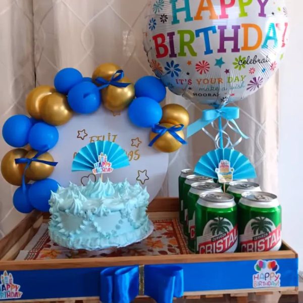Caja decorada+ kake y cerveza