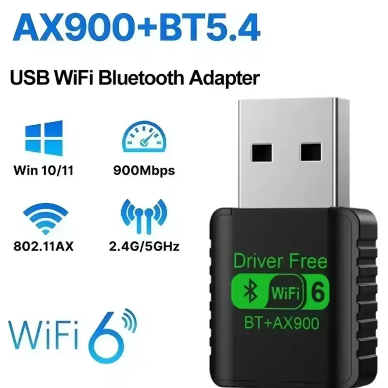 Adaptador USB WiFi 6 + Bluetooth 5.4 AX900 – Alta Velocidad y Conexión Dual