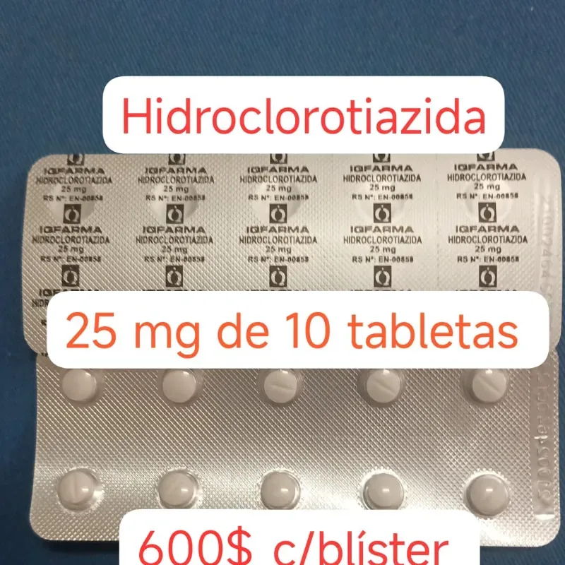 Hidroclorotiazida de 25 mg de 10 Tabletas
