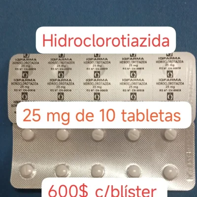 Hidroclorotiazida de 25 mg de 10 Tabletas