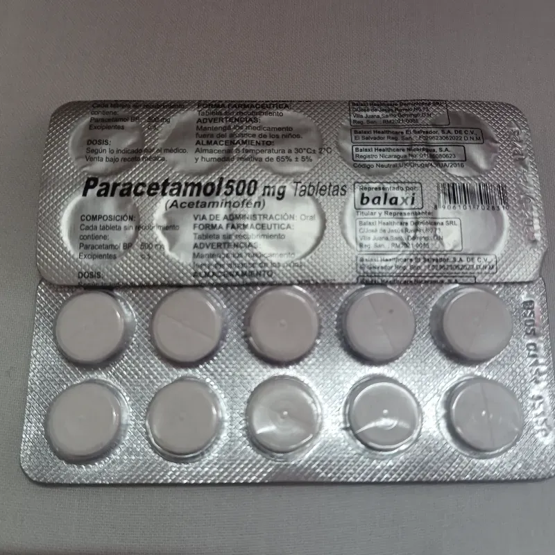 Paracetamol de 500 mg de 10 tabletas