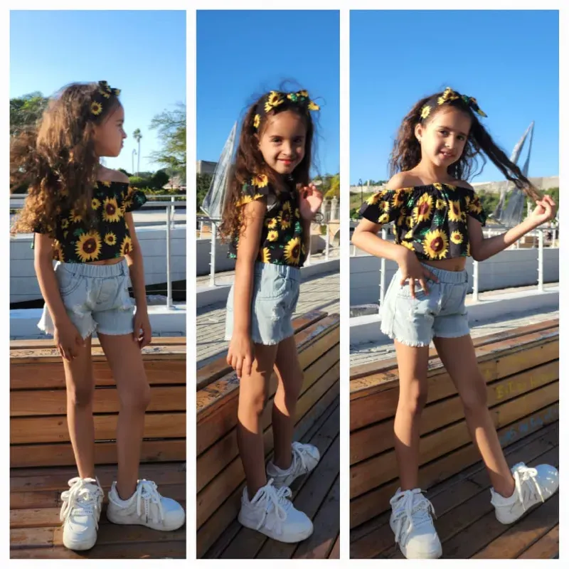 Conjunto de short +top girasoles