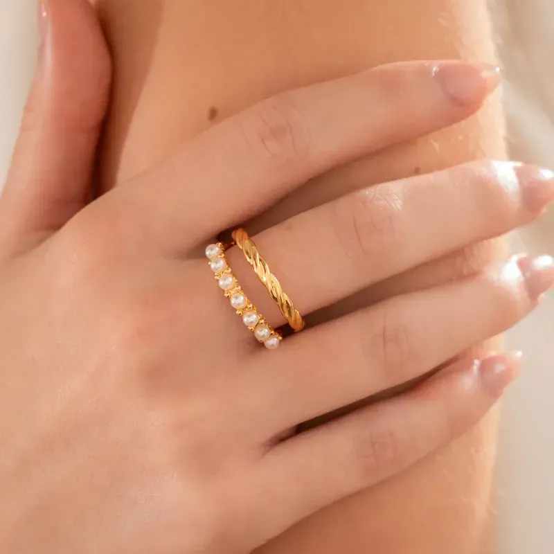 Anillo Multiperlas Doble