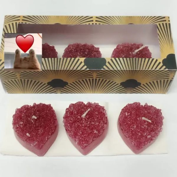  *Estuche de 3 velas decorativas de corazón*