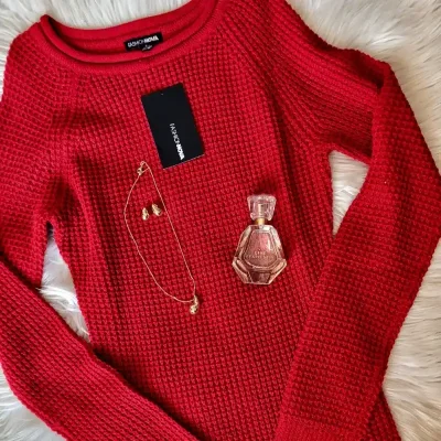 Abrigo rojo de punto 