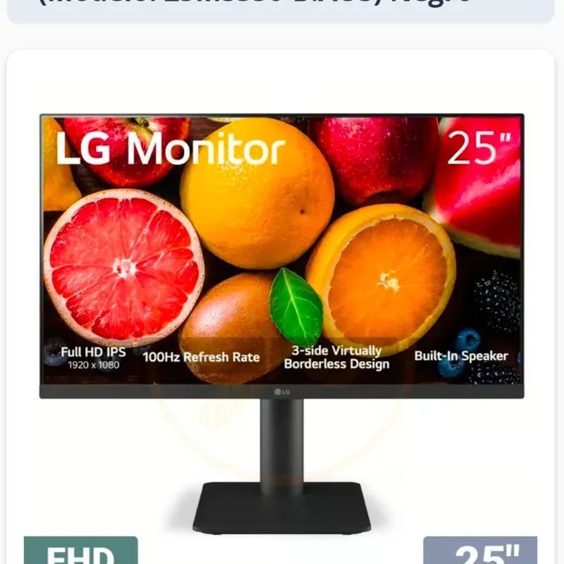 Monitor LG 25" LED FHD 100Hz (Modelo: 25MS550-B.AUS) Negro