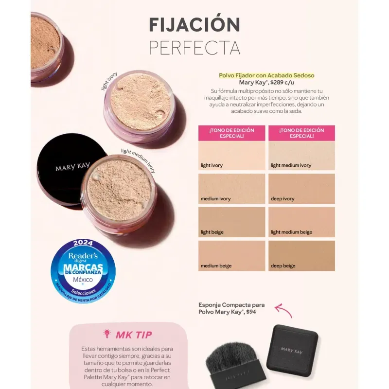 Polvo fijador con acabado sedoso