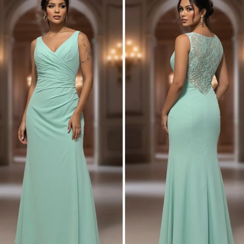 Aureia Vestido asimétrico de gasa plisado de unicolor para dama de honor (adulto), vestido de noche formal de bola para mujeres, adecuado para boda, elegante baile de graduación, cena y fiesta.