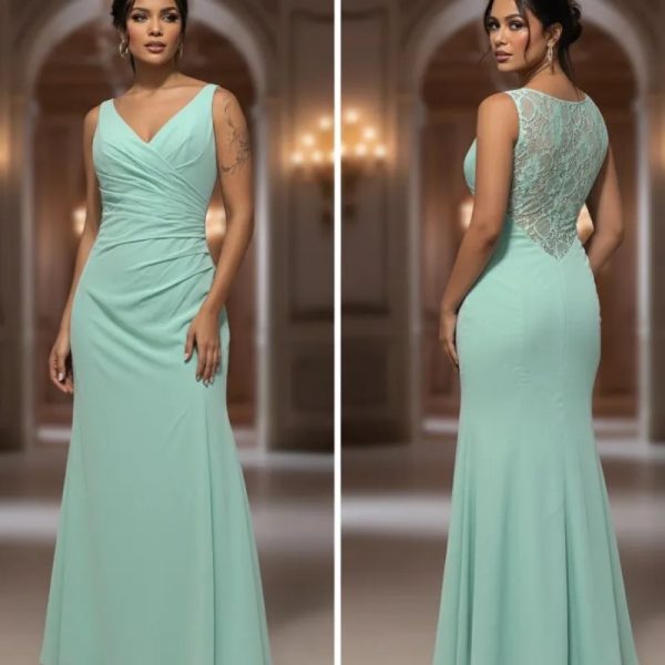 Aureia Vestido asimétrico de gasa plisado de unicolor para dama de honor (adulto), vestido de noche formal de bola para mujeres, adecuado para boda, elegante baile de graduación, cena y fiesta.