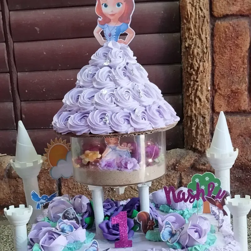 Rectangular abajo (bandeja completa) y princesa arriba+ soporte de acrílico con luces