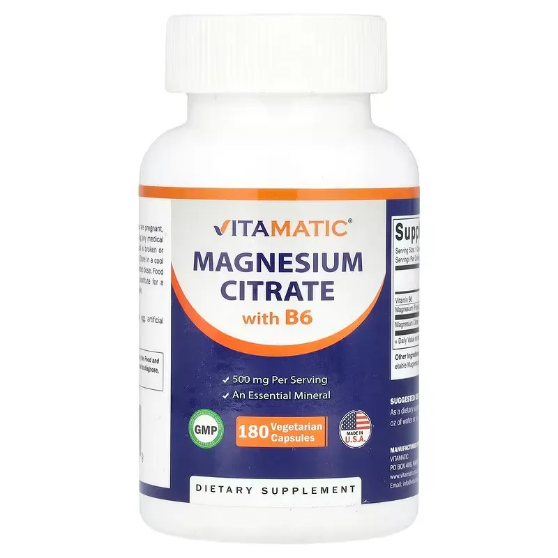 Magnesio Citrato con Vitamina B6 Vitamatic® – 180 Cápsulas Vegetarianas