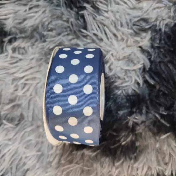 Cinta falla 4cm azul oscuro con puntos blancos