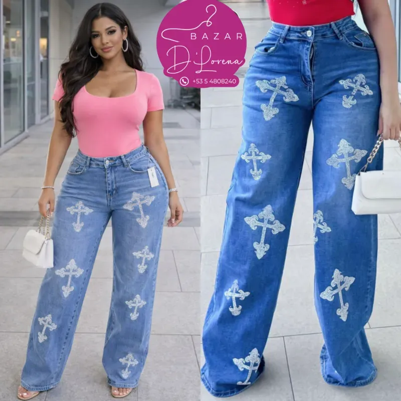 Pantalón de brillo con Cruz