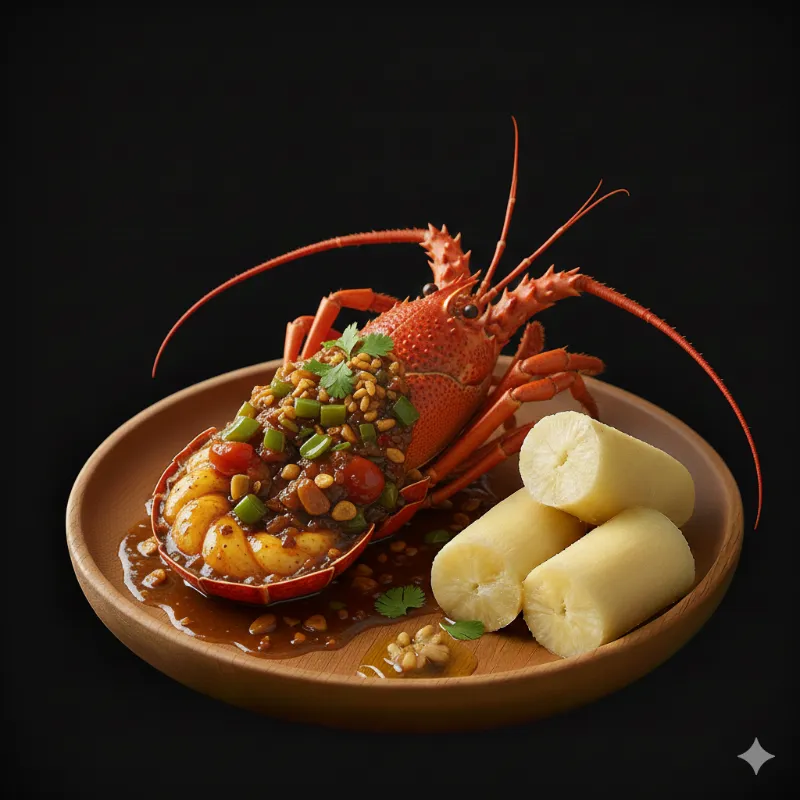 Langosta al Ajillo con Arroz