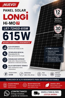 Paneles Solares LONGI 615W Bifaciales