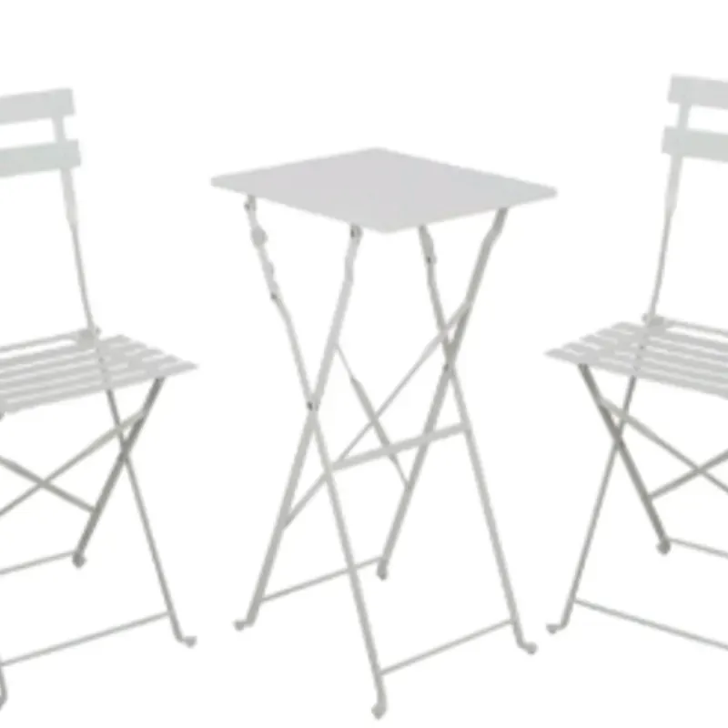 SET MESA Y SILLAS PLEGABLES METAL BLANCO