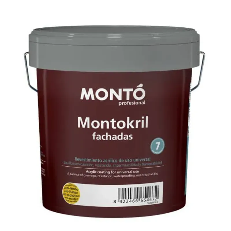 Pintura Vinil Acrílica Montokril fachada. 4 Lt