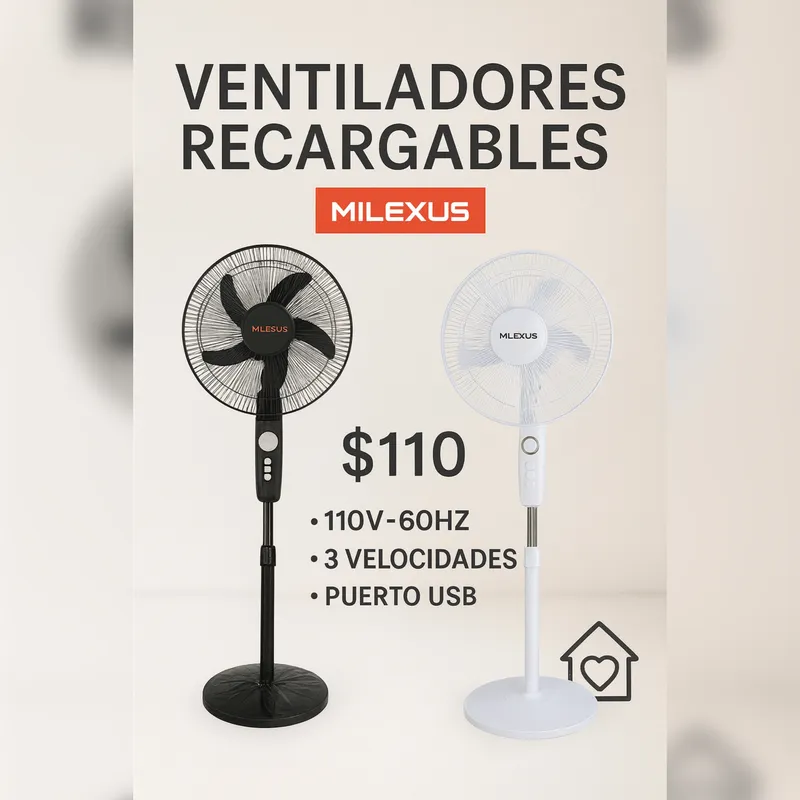VENTILADORES RECARGABLES MILEXUS PEDESTAL