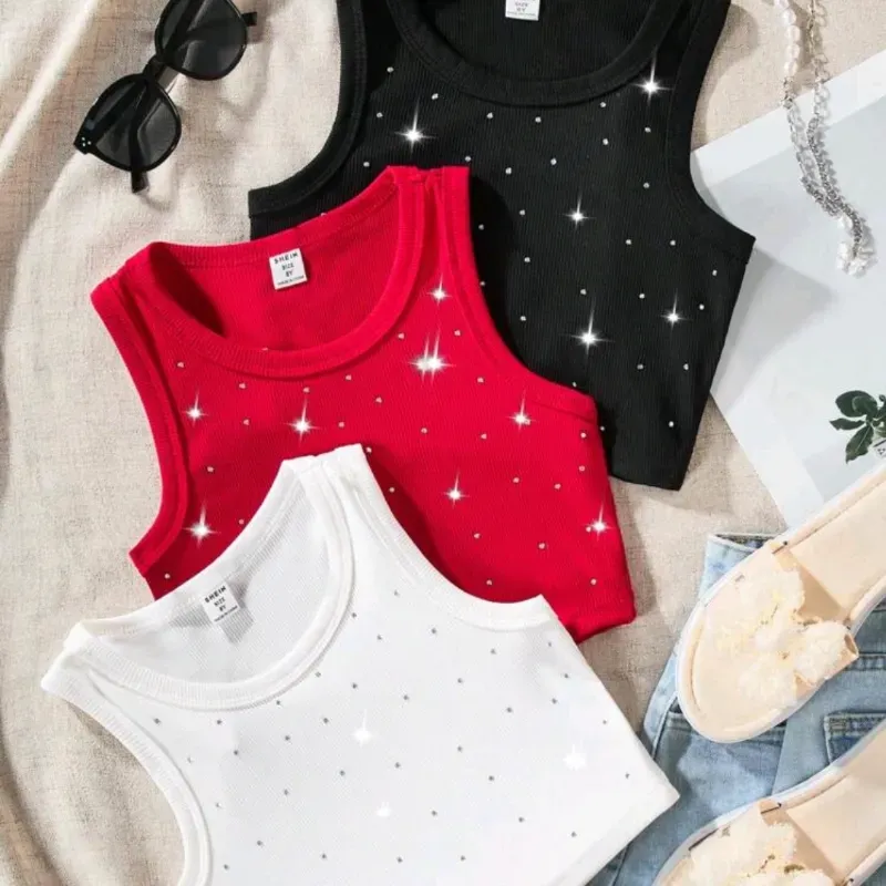 ❤️ Camiseta con brillitos — Negro/ Blanco/ Rojo