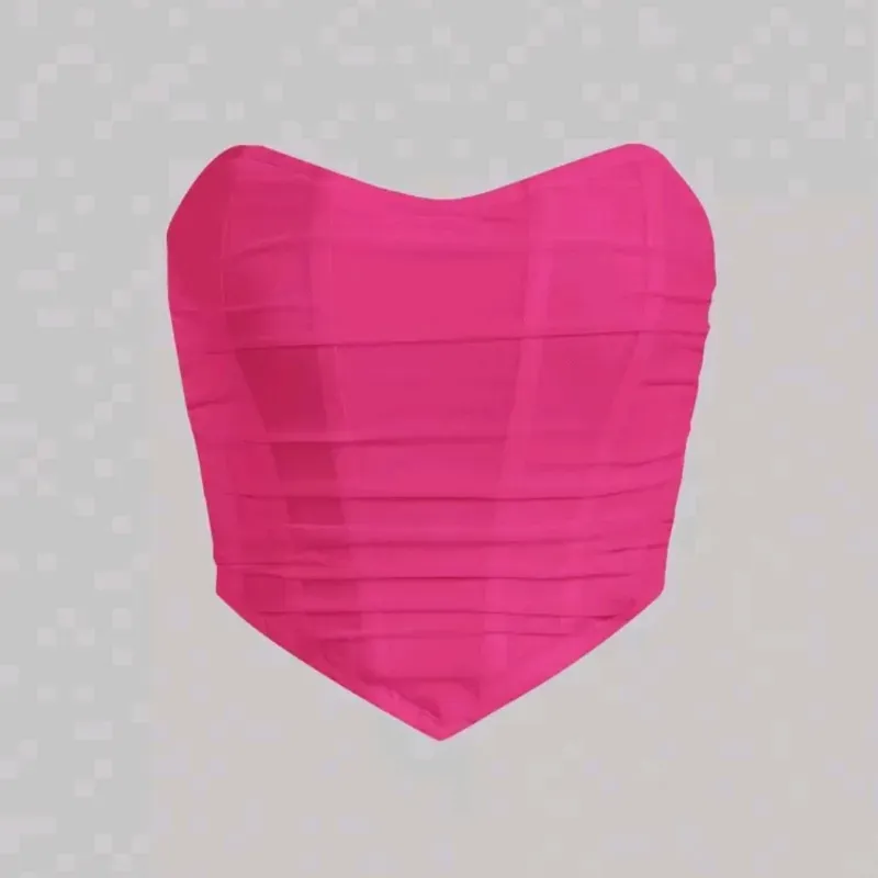  Top con bajo en pico y ziper atrás — Rosado