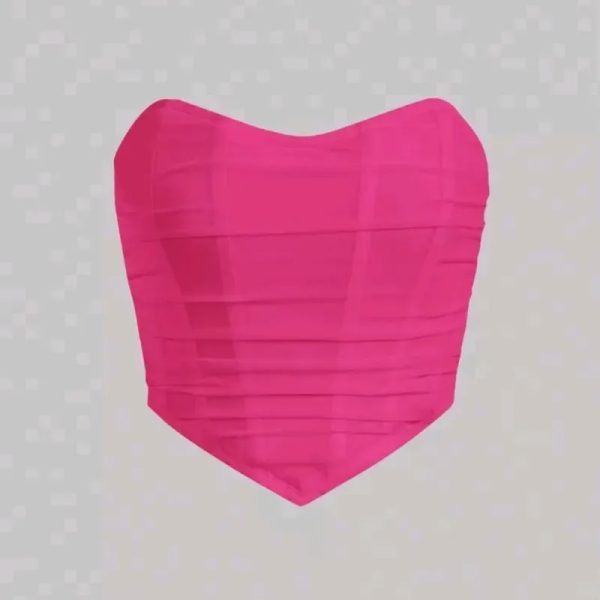  Top con bajo en pico y ziper atrás — Rosado