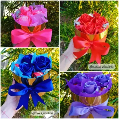 Cesta dorada con rosas y bombones