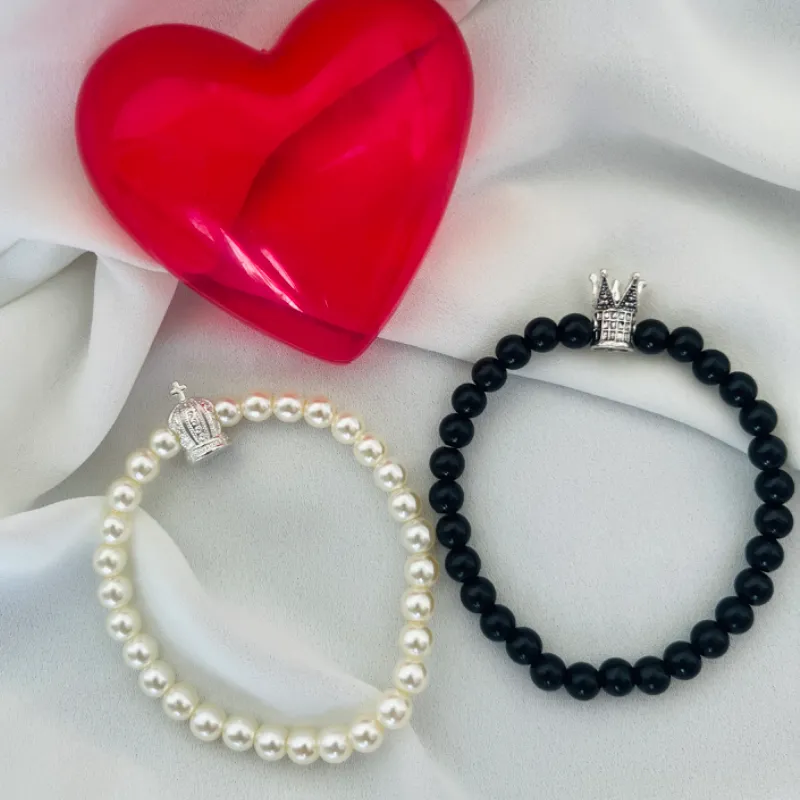 Pulseras para parejas con coronas de Rey y Reyna