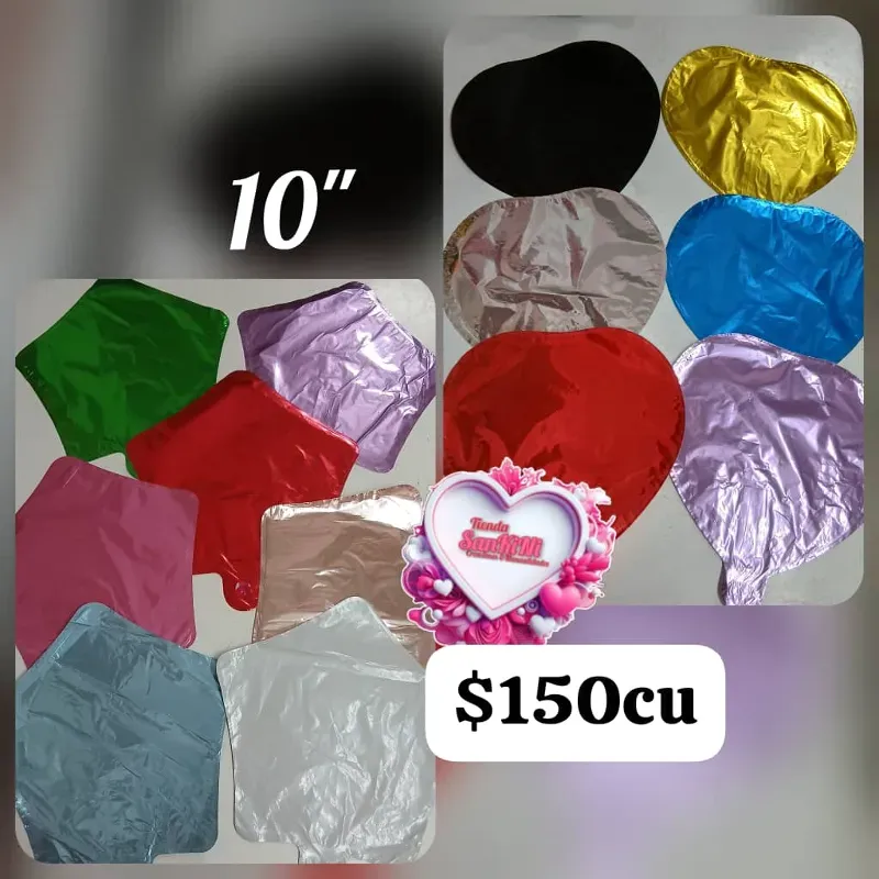 Globos metalizados en forma de corazón y de estrella