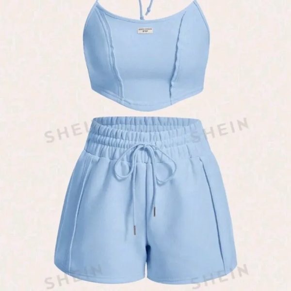  Conjunto de short y top halter — Azul