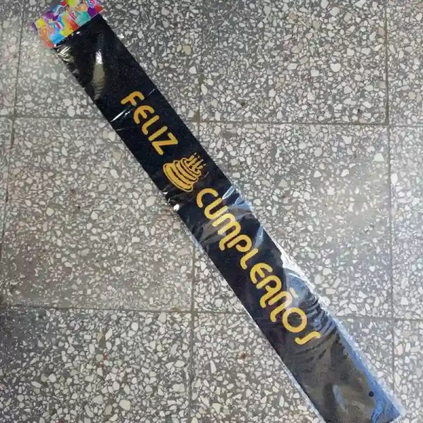 Banda feliz cumpleaños negra escarchada