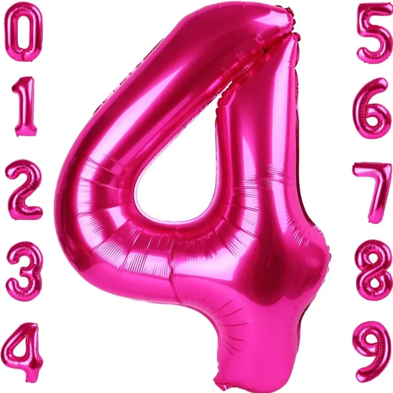 Globo foil número 4 rosa intenso