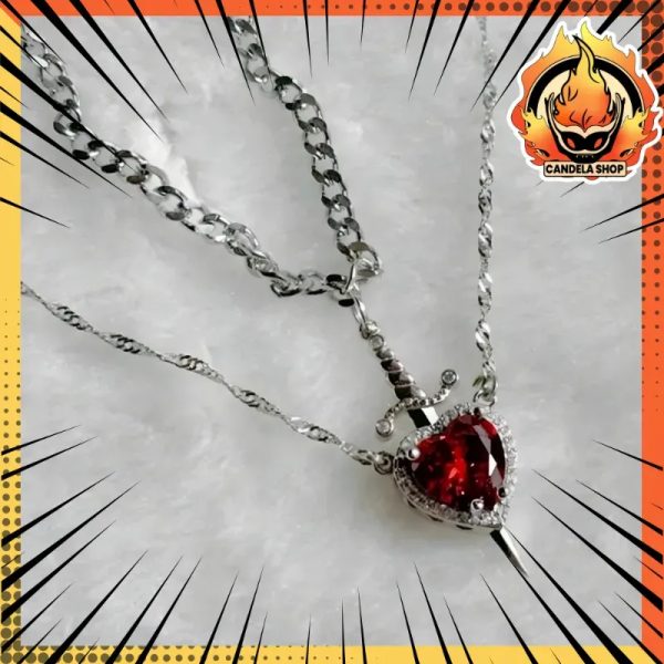⚔️ ¡COLLAR CORAZÓN Y ESPADA PLATEADO! ✨️