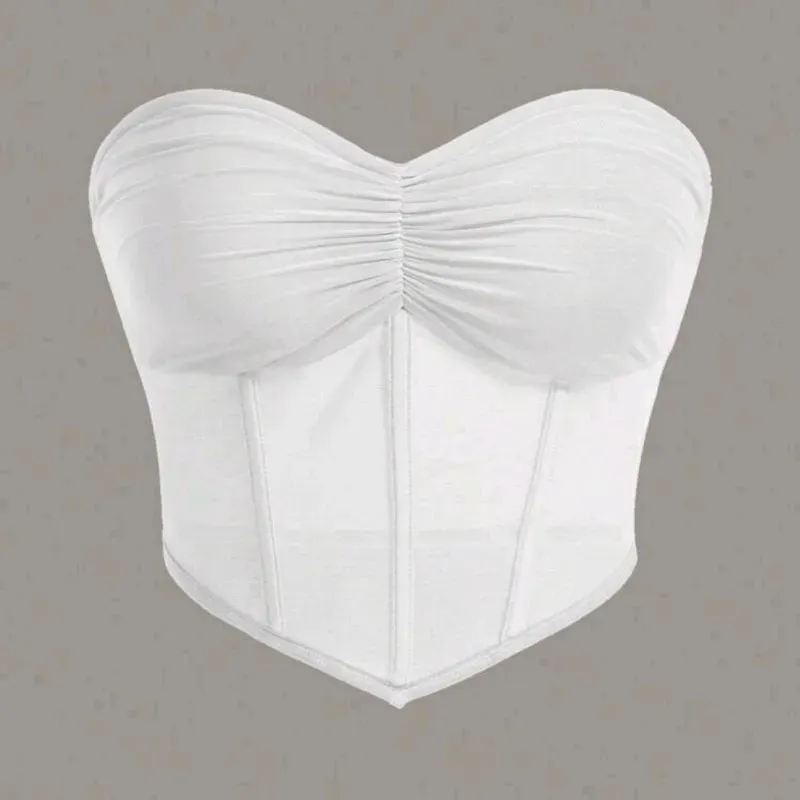  Top sin tirantes bajo en pico — Blanco